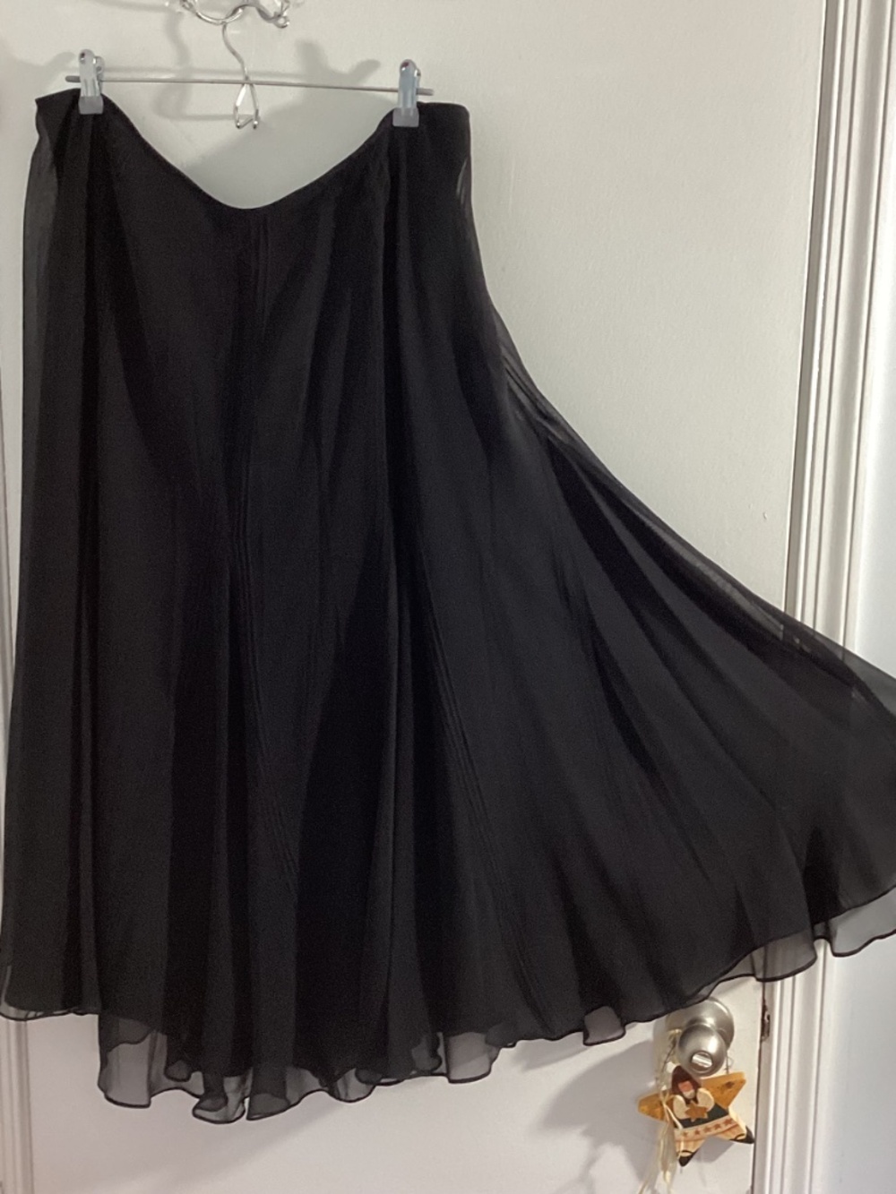 Y2K LAUREN by RALPH LAUREN WOMAN PLUS 18W BLACK 100% SILK MIDI GOUDE SKIRT - Picture 6 of 10